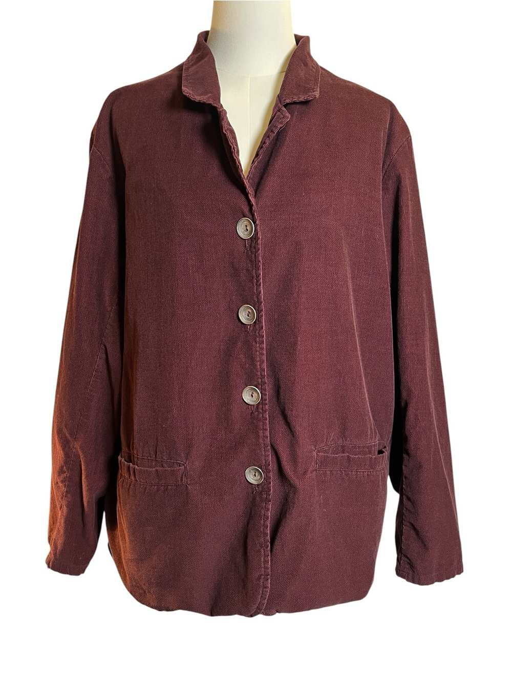 Flax 100% Cotton Purple Corduroy Button Up Blazer Women’s Size Medium